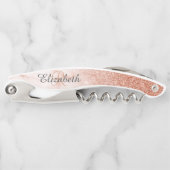 Mooi rozen goud marmer monogram glittersymbool kurkentrekker (Voorkant)