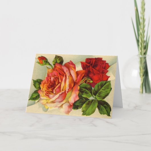 Mooi  rozenboeket kaart (Voorkant)