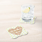 Mooi rustiek hart en schattige bijpassende groen kartonnen onderzetters (Insitu)