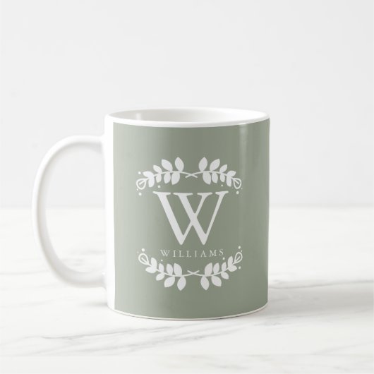 Mooi Sage Green Monogram Koffiemok (Links)