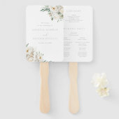 Mooi Sage Leaf & Witte Bloem Trouwprogramma Handwaaier (Voorkant en achterkant)