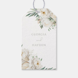 Mooi Salie Blad & Witte Bloem Bruiloft Cadeaulabel