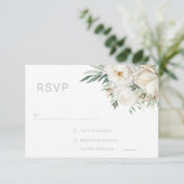 Mooi Salie Blad & Witte Bloem Bruiloft RSVP Kaartje (Staand voorkant)