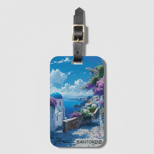 Mooi Santorini Griekenland Ocean Uitzicht Bagagelabel (Voorkant (verticaal))