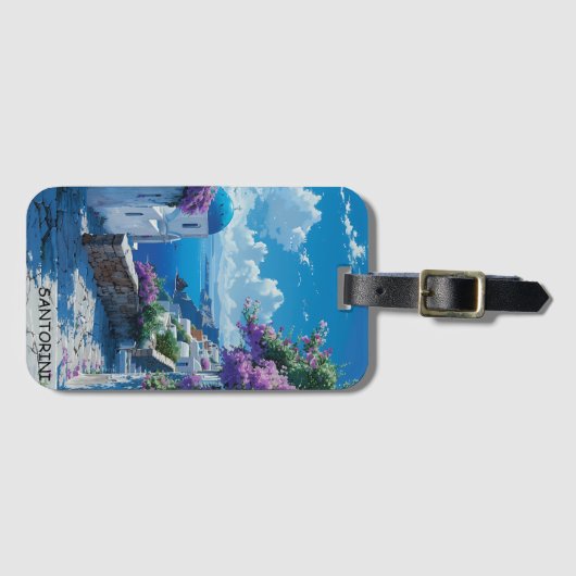 Mooi Santorini Griekenland Ocean Uitzicht Bagagelabel (Voorkant (horizontaal))