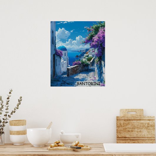 Mooi Santorini Griekenland Ocean Uitzicht Poster (Keuken)