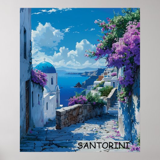 Mooi Santorini Griekenland Ocean Uitzicht Poster (Voorkant)