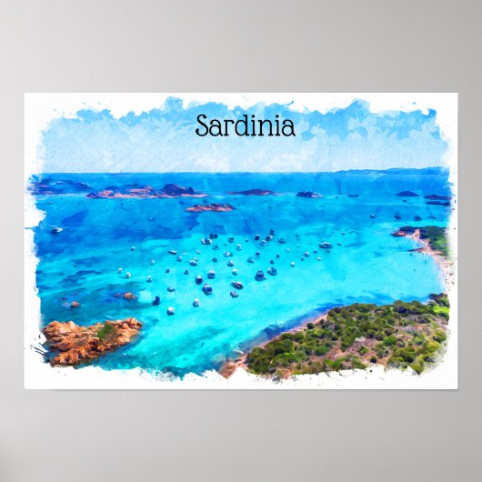Mooi Sardinië Italië Mediterraan landschap Poster (Voorkant)