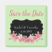Mooi Save the Date Bruiloft Roze en Groen Magneet (Voorkant)
