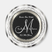 Mooi Save the Date in Silver & White Diamonds Magneet (Voorkant)