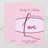 Mooi Save The Date Roze Liefde Bruiloft Kaart (Voorkant / Achterkant)