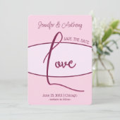 Mooi Save The Date Roze Liefde Bruiloft Kaart (Staand voorkant)