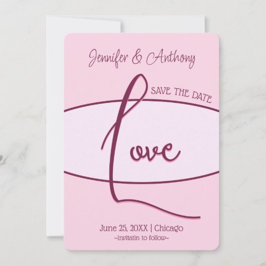 Mooi Save The Date Roze Liefde Bruiloft Kaart (Voorkant)