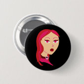 Mooi schedel meisje ronde button 5,7 cm (Voorkant /achterkant)