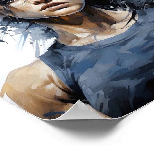 Mooi schetsportret van Vrouw Bodybuilder Poster (Hoek)