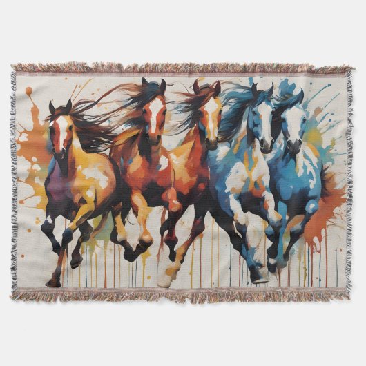 Mooi schilderij van paarden deken (Voorkant)