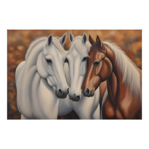 Mooi schilderij van paarden foto afdruk