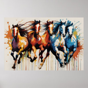 Mooi schilderij van paarden poster