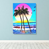 Mooi schilderij van zonsondergang op het strand canvas afdruk (Insitu (Houten vloer))