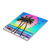 Mooi schilderij van zonsondergang op het strand tegeltje (Zijkant)