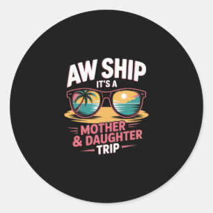 Mooi Schip Moeder Dochter Reis Cruise Vakantie Mat Ronde Sticker