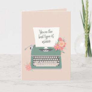Mooi schrijfmachine & bloemen Beste soort nicht Kaart