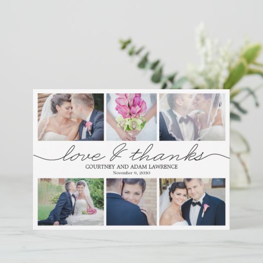 Mooi schrijven bruiloft dank je kaart (Staand voorkant)