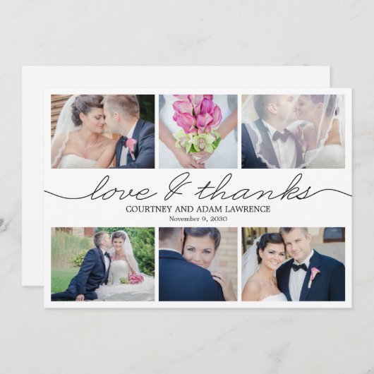 Mooi schrijven bruiloft dank je kaart (Voorkant / Achterkant)