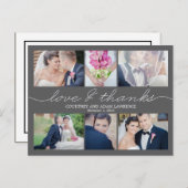 Mooi schrijven bruiloft dank je kaart - grijs (Voorkant / Achterkant)