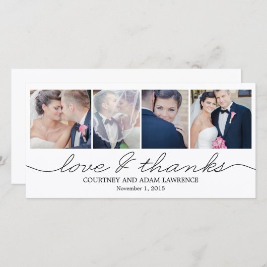 Mooi schrijven bruiloft dank u kaarten - Wit (Voorkant / Achterkant)