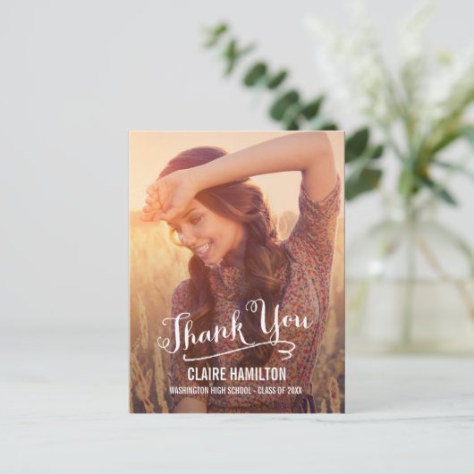 Mooi script Afstuderen dank je kaart (Staand voorkant)