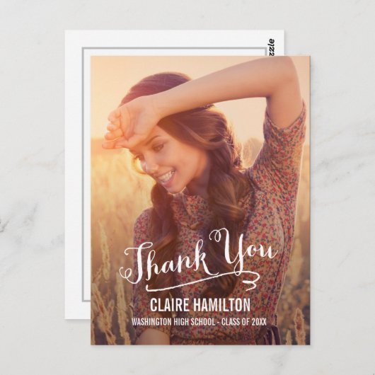 Mooi script Afstuderen dank je kaart (Voorkant / Achterkant)