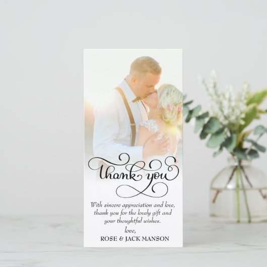Mooi script bruiloft bedankt (Staand voorkant)