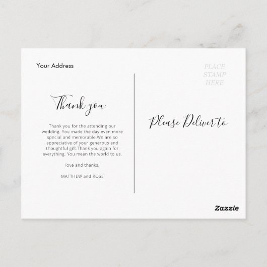 mooi script bruiloft bedankt fotokaart briefkaart (Achterkant)