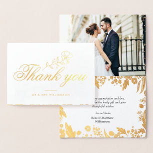 mooi script bruiloft bedankt fotokaart folie kaarten