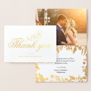 mooi script bruiloft bedankt fotokaart folie kaarten