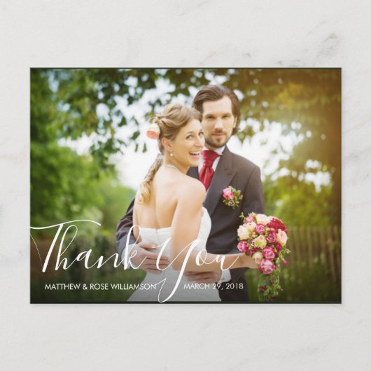 Mooi script | bruiloft dank u briefkaart (Voorkant)