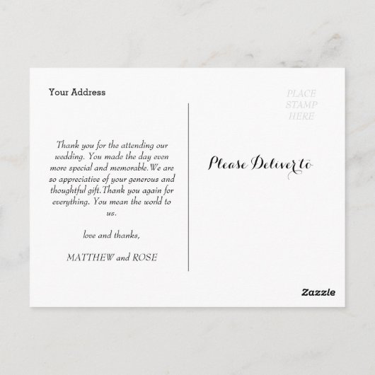 Mooi script | bruiloft dank u briefkaart (Achterkant)