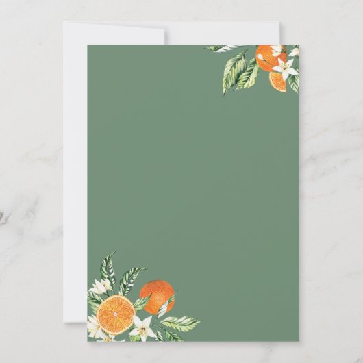 mooi script citrus sinaasappels baby shower kaart (Achterkant)