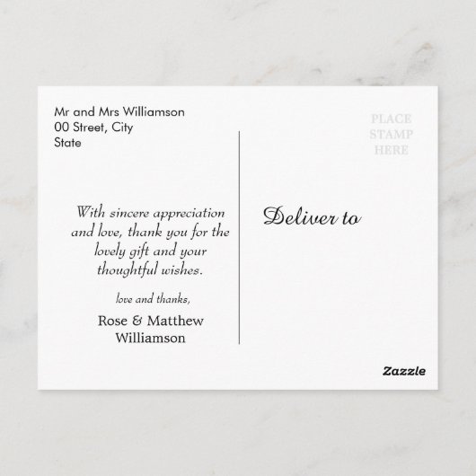 Mooi script | Dank u bruiloft fotokaart Briefkaart (Achterkant)