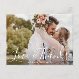 Mooi script | Dank u bruiloft fotokaart Briefkaart