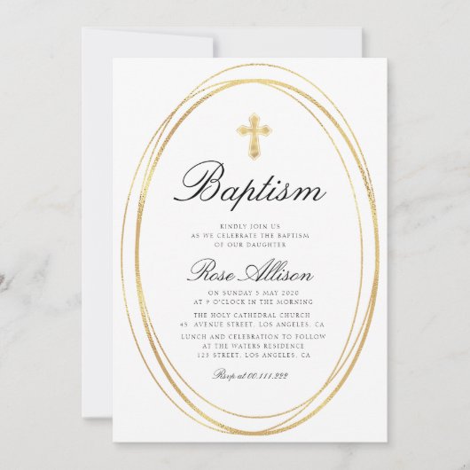 mooi script faux gold lijst baptisme kaart (Voorkant)