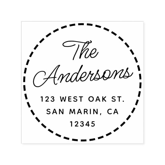 Mooi script + gestikt rond retour adres zelfinktende stempel (Design)