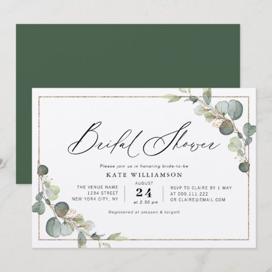 Mooi script groen lijst vrijgezellenfeest kaart (Voorkant / Achterkant)