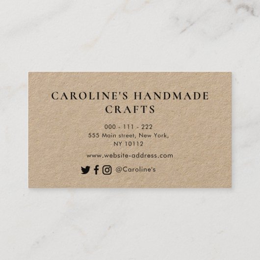 mooi script handgemaakte kraft business visitekaartje (Achterkant)