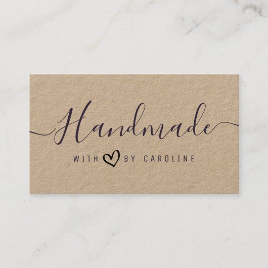 mooi script handgemaakte kraft business visitekaartje (Voorkant)