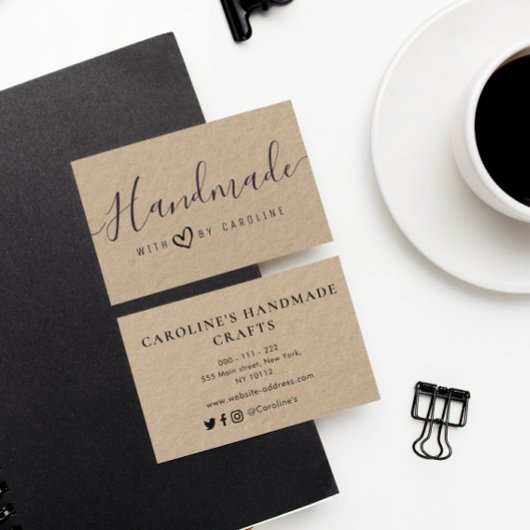 mooi script handgemaakte kraft business visitekaartje