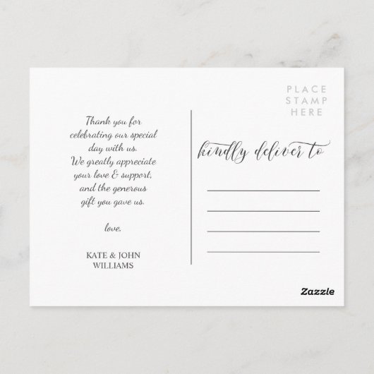 Mooi Script Liefde & Bedankt Trouwfoto Briefkaart (Achterkant)