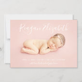 Mooi script Magnetische foto geboorte aankondiging (Voorkant)