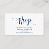 Mooi script, marineblauw, RSVP reageren Informatiekaartje (Voorkant)